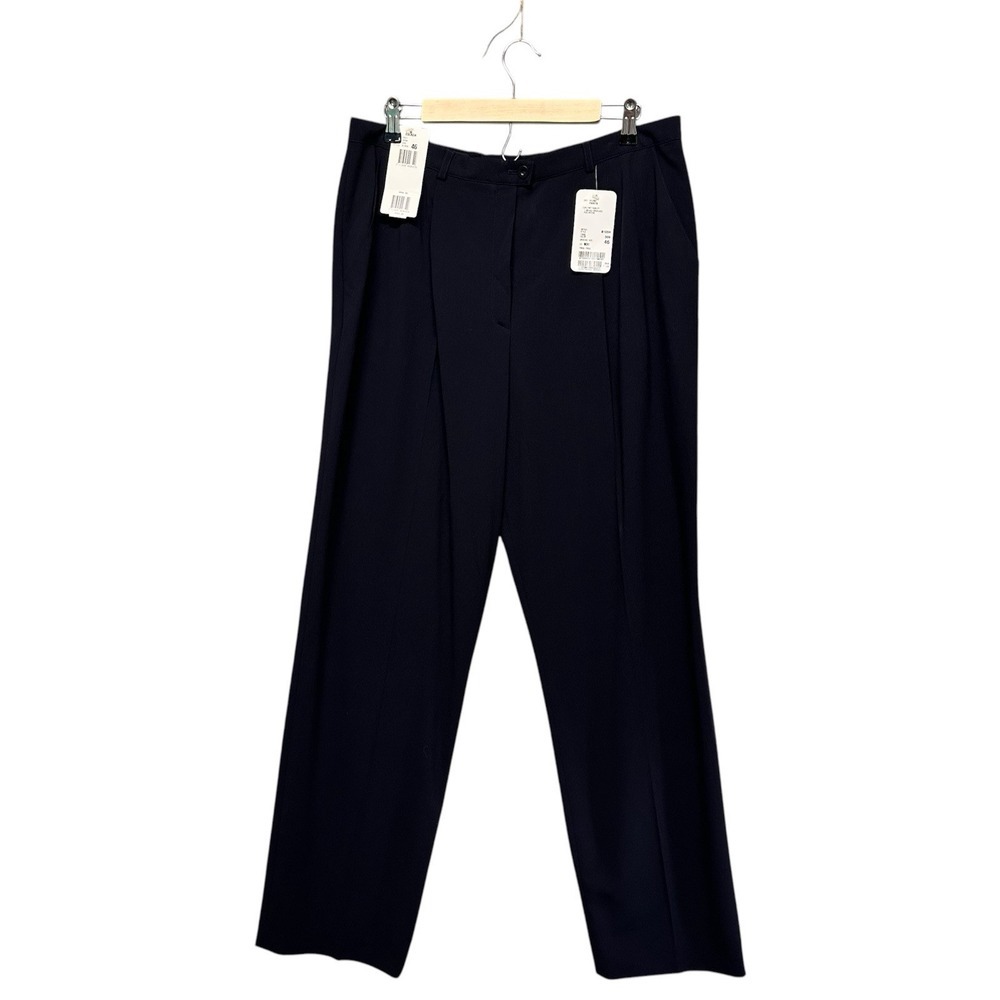 ESCADA Dress Hose Pants Womens Size 46 Black Wool Pleated Vtg Trousers NWT $580